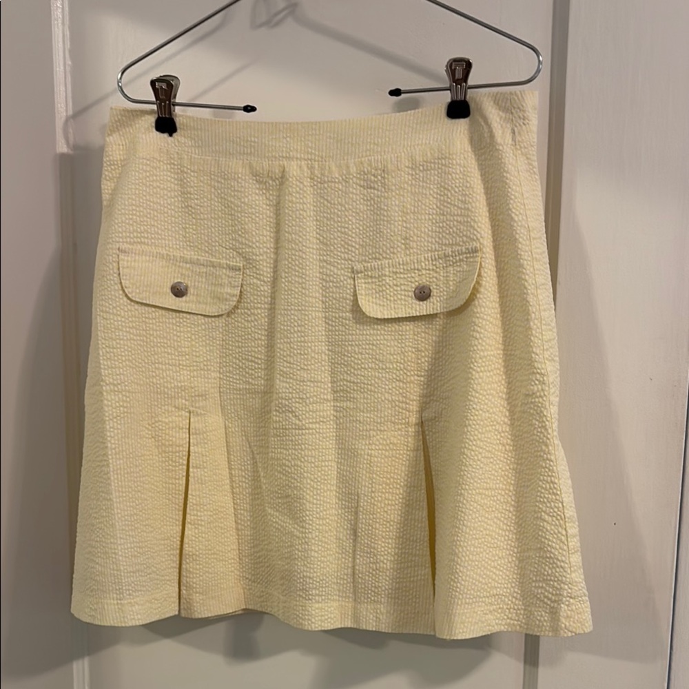 Corey Lynn Calter Yellow and White Gingham A-Line Skirt